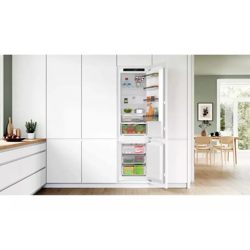 Combinado de encastrar frigorífico-congelador Bosch Serie 4 KIN96VFD0 — 290 l no total (215 l de frigorífico / 75 l de congelador), NoFrost, congelador em baixo, abertura da porta reversível