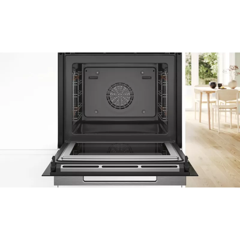 Forno de encastrar Bosch Serie 8 HMG7361B1, 67 L, 3600 W, preto, controlo por toque