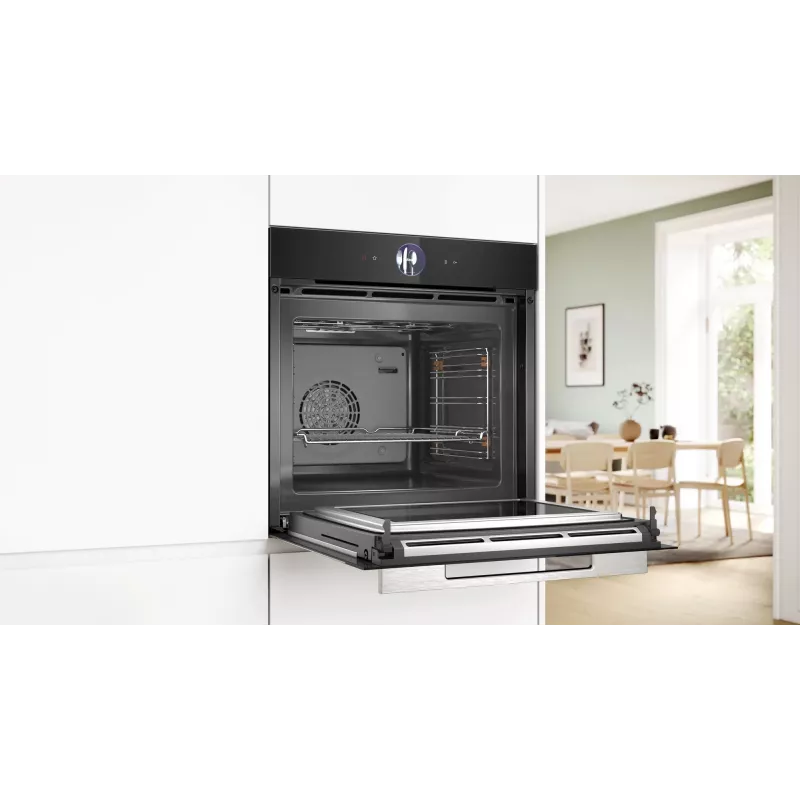 Forno de encastrar Bosch Serie 8 HMG7361B1, 67 L, 3600 W, preto, controlo por toque