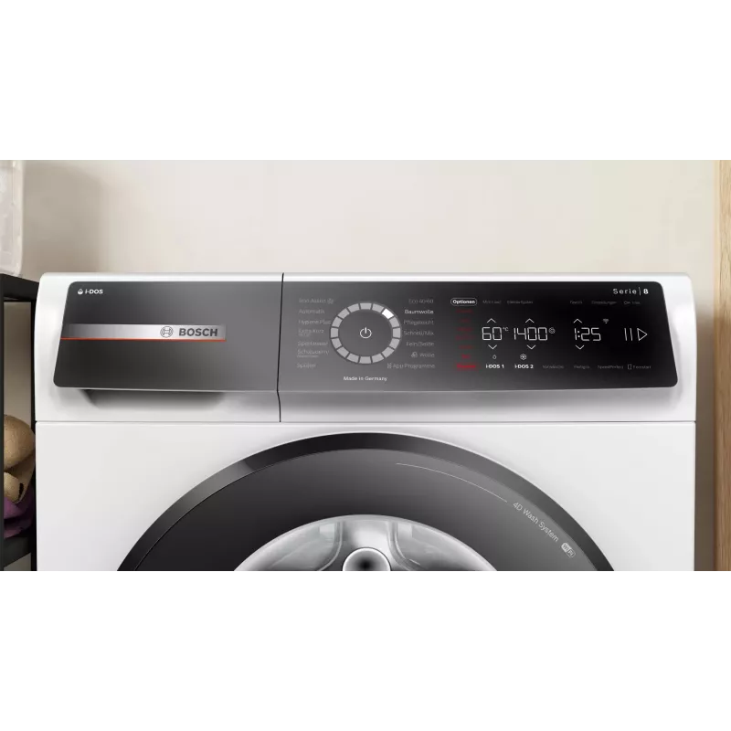 Bosch Serie 8 WGB244A40 máquina de lavar roupa de carga frontal, 9 kg, 1400 rpm, i-Dos, branco/preto