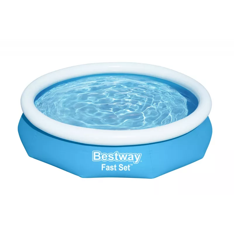 Conjunto de piscina insuflável redonda Bestway Fast Set 3,05 m x 66 cm, 3200 L, piscina insuflável, criança e adulto, azul, branco, 9,26 kg
