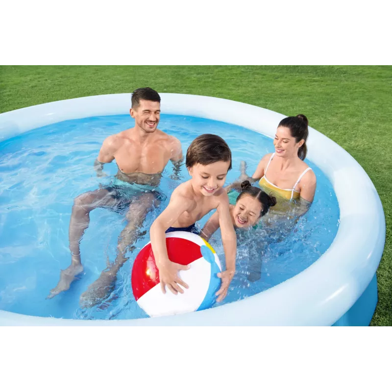 Conjunto de piscina insuflável redonda Bestway Fast Set 3,05 m x 66 cm, 3200 L, piscina insuflável, criança e adulto, azul, branco, 9,26 kg