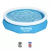 Conjunto de piscina insuflável redonda Bestway Fast Set 3,05 m x 66 cm, 3200 L, piscina insuflável, criança e adulto, azul, branco, 9,26 kg