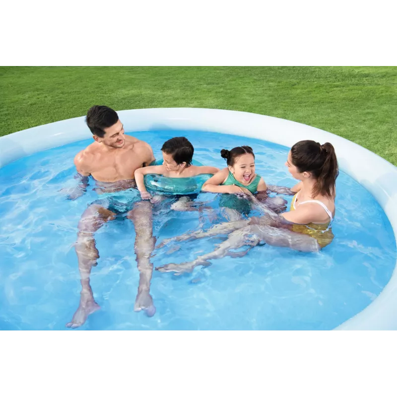 Conjunto de piscina insuflável redonda Bestway Fast Set 3,05 m x 66 cm, 3200 L, piscina insuflável, criança e adulto, azul, branco, 9,26 kg