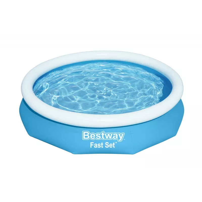 Conjunto de piscina insuflável redonda Bestway Fast Set 3,05 m x 66 cm, 3200 L, piscina insuflável, criança e adulto, azul, branco, 9,26 kg