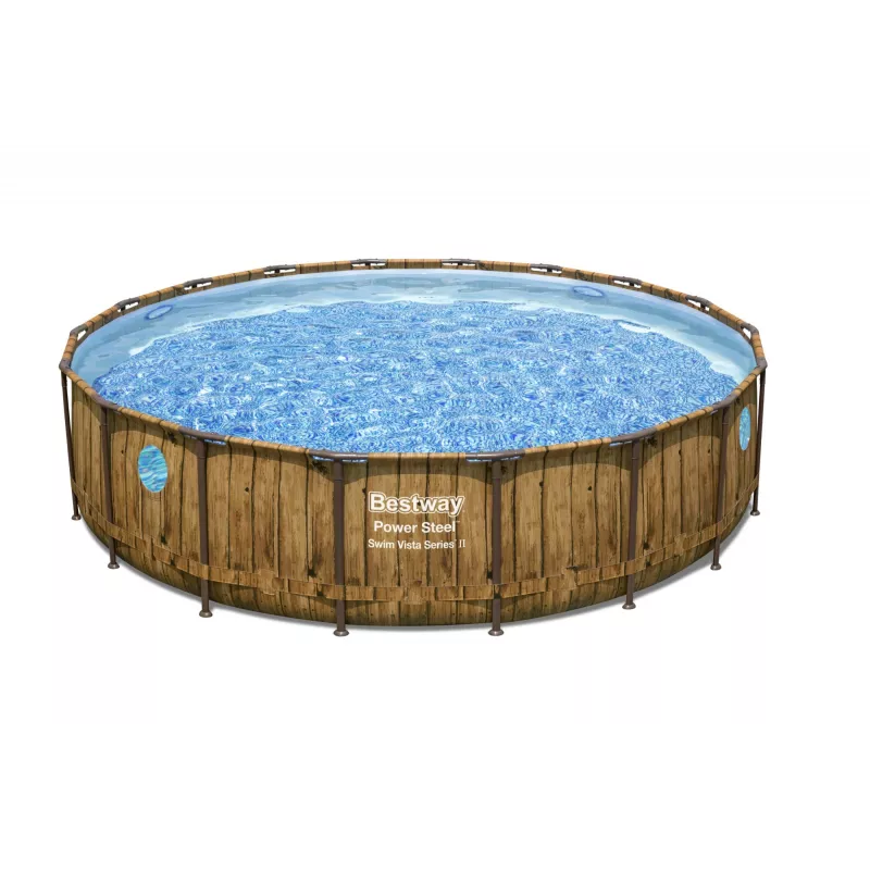 Bestway 56977 Piscina desmontável com estrutura de aço redonda 23062 L castanha