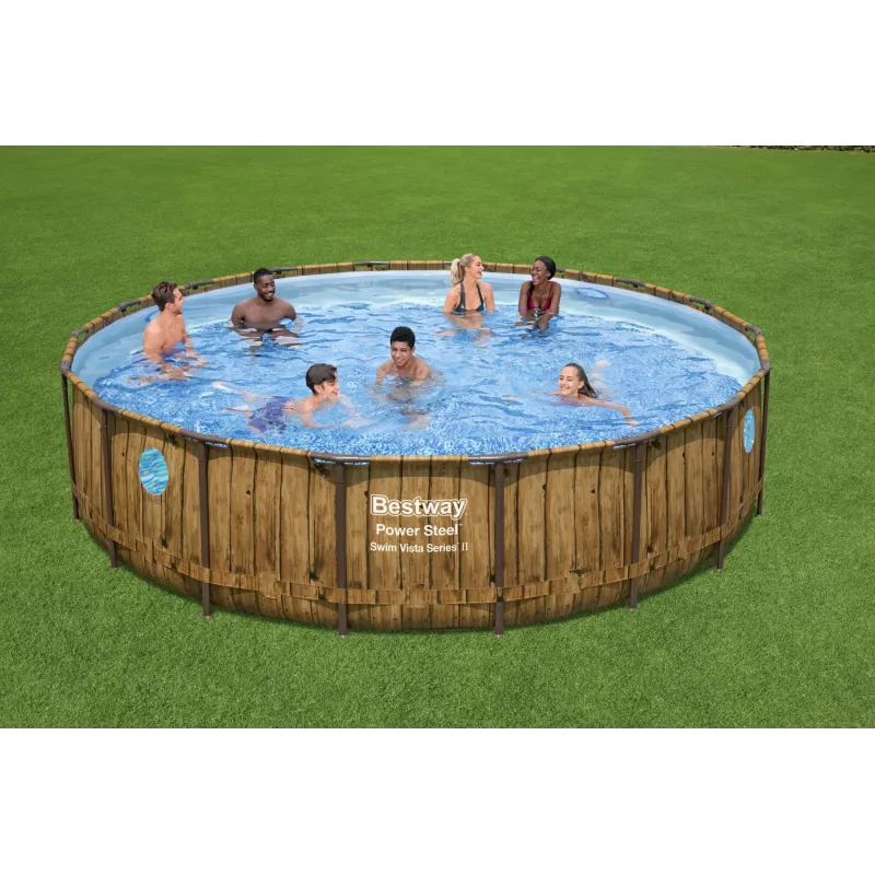 Bestway 56977 Piscina desmontável com estrutura de aço redonda 23062 L castanha