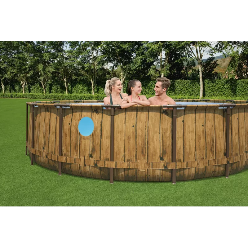 Bestway 56977 Piscina desmontável com estrutura de aço redonda 23062 L castanha