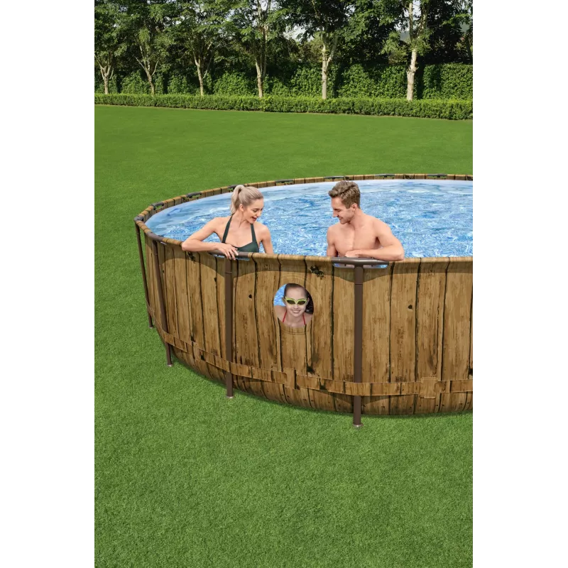 Bestway 56977 Piscina desmontável com estrutura de aço redonda 23062 L castanha
