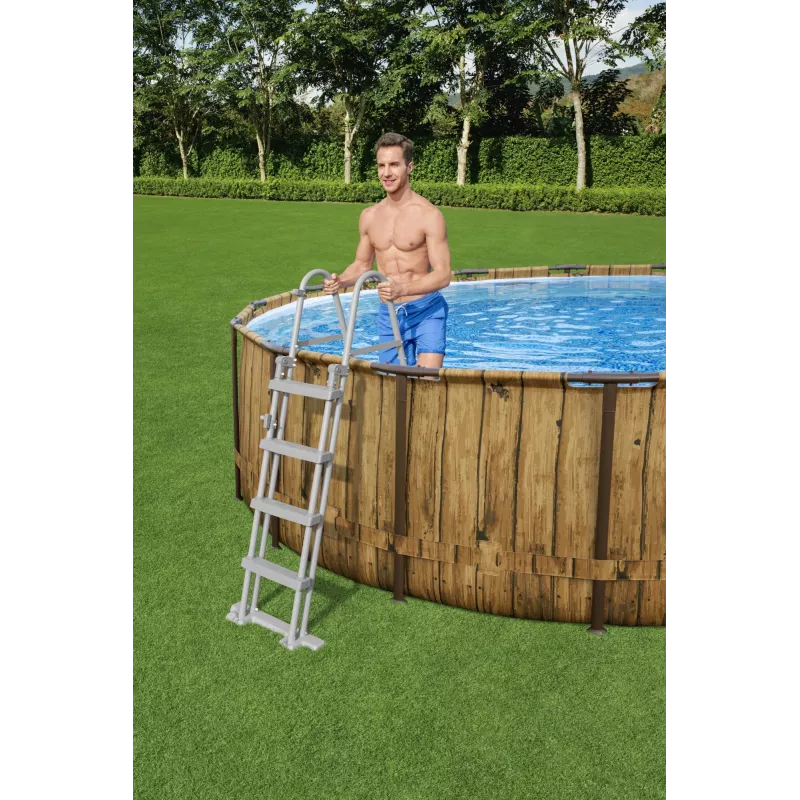 Bestway 56977 Piscina desmontável com estrutura de aço redonda 23062 L castanha