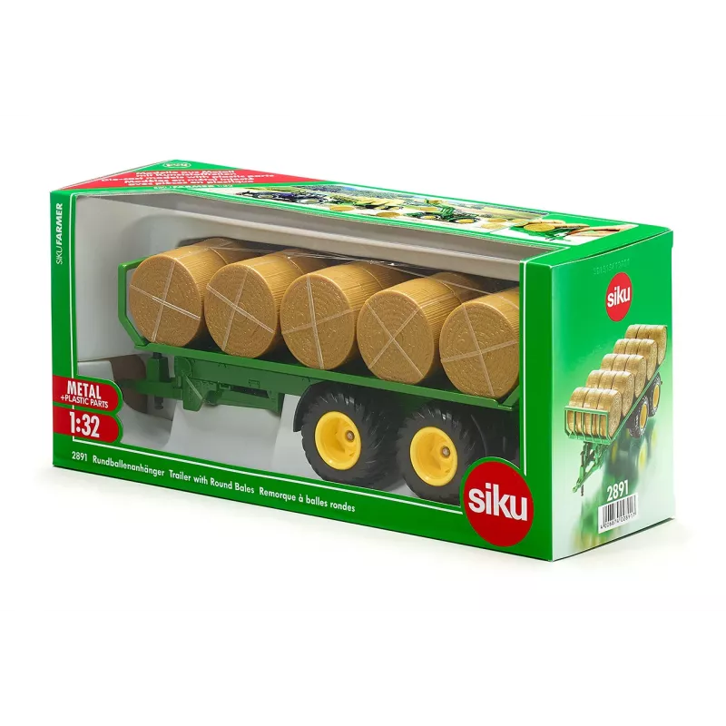 Modelo de camião/atrelado Siku atrelado para fardos redondos 2891 verde