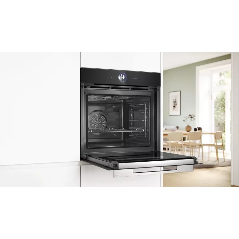 Bosch Serie 8 HRG7764B1 forno de encastre, 60 cm, 71 l, A+, vapor, AirFry, pirólise, Home Connect, preto