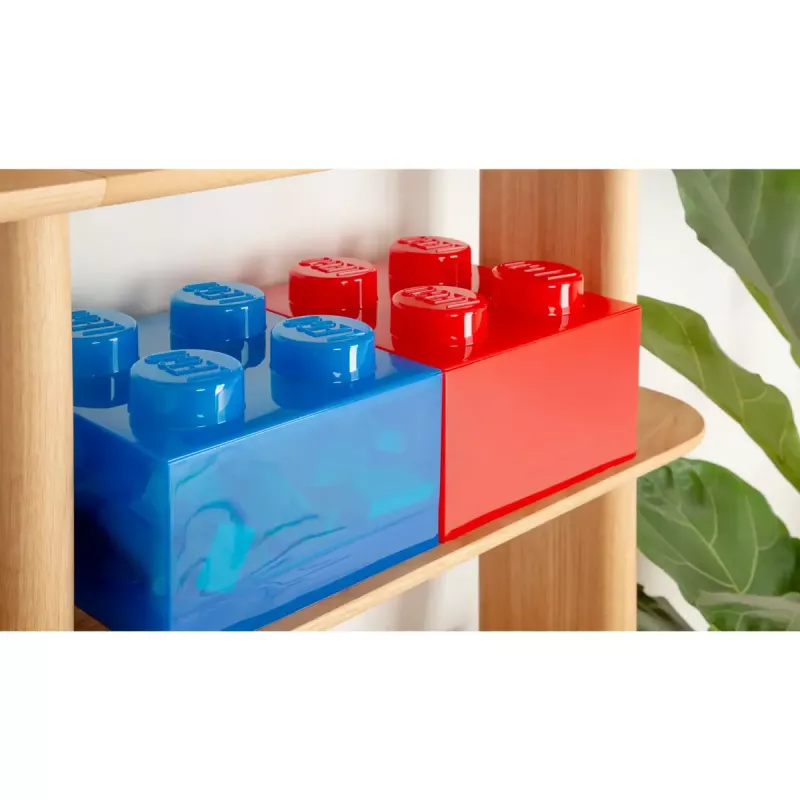 Caixa de arrumação Room Copenhagen LEGO Storage Brick 4 Top Lid Glitter — azul/transparente