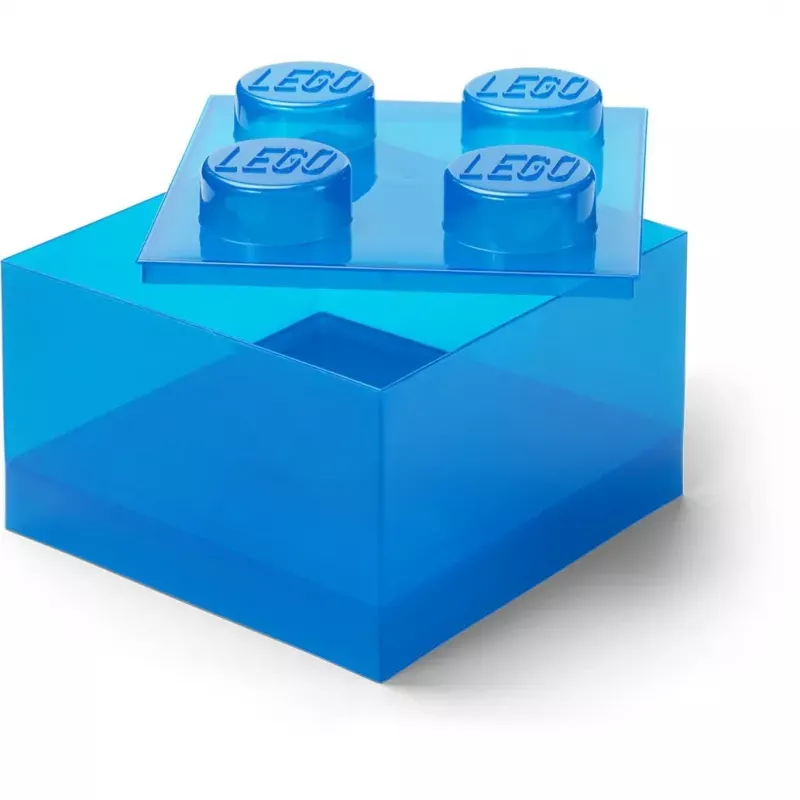 Caixa de arrumação Room Copenhagen LEGO Storage Brick 4 Top Lid Glitter — azul/transparente