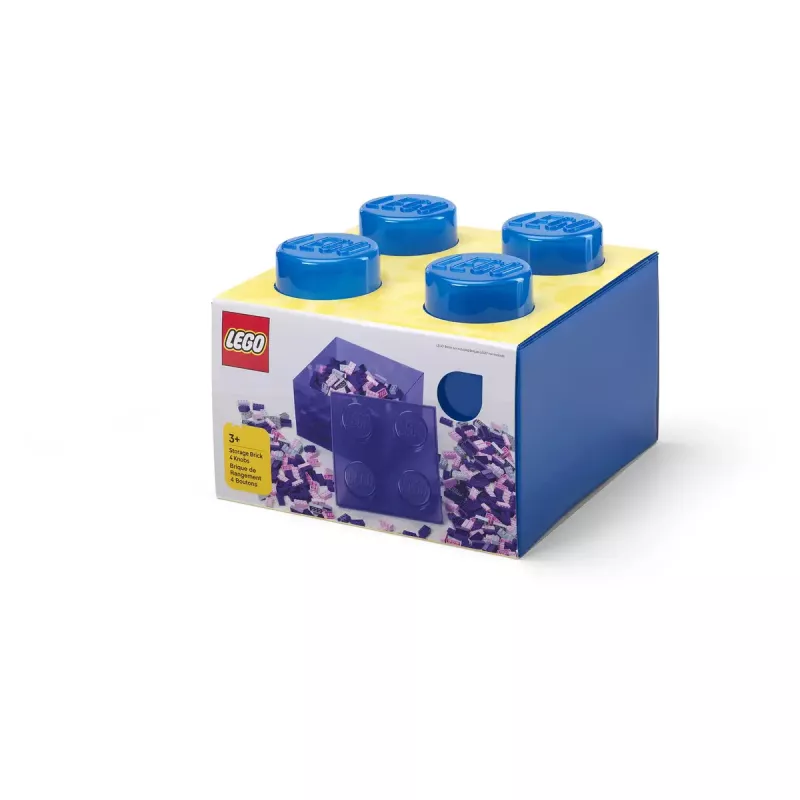 Caixa de arrumação Room Copenhagen LEGO Storage Brick 4 Top Lid Glitter — azul/transparente