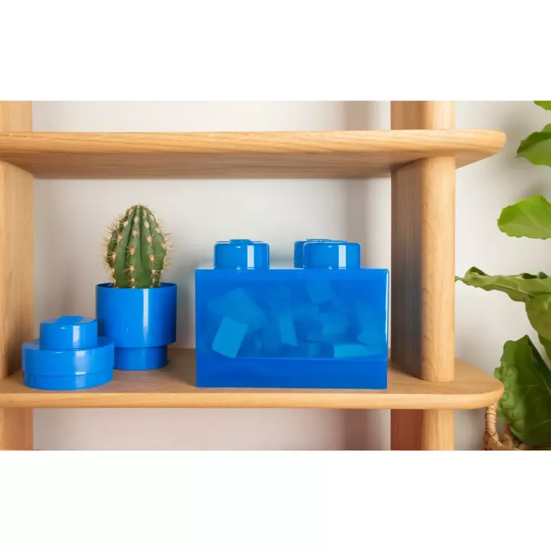 Caixa de arrumação Room Copenhagen LEGO Storage Brick 4 Top Lid Glitter — azul/transparente