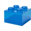 Caixa de arrumação Room Copenhagen LEGO Storage Brick 4 Top Lid Glitter — azul/transparente