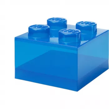 Caixa de arrumação Room Copenhagen LEGO Storage Brick 4 Top Lid Glitter — azul/transparente