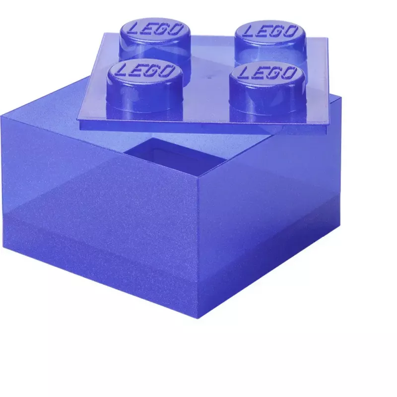 Caixa de arrumação Room Copenhagen LEGO Storage Brick 4 Top Lid Glitter — lilás/transparente