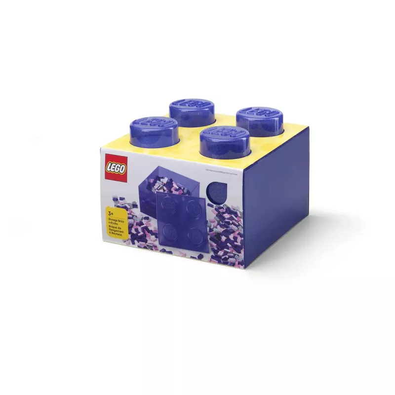 Caixa de arrumação Room Copenhagen LEGO Storage Brick 4 Top Lid Glitter — lilás/transparente