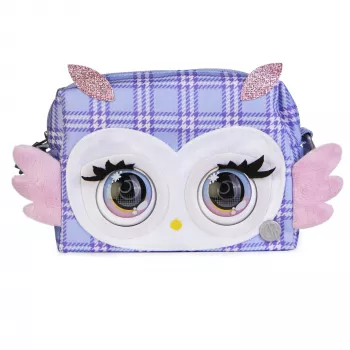 Purse Pets, Print Perfect Hoot Couture Owl, brinquedo interativo e mala de mão com mais de 30 sons e reações, brinquedo para raparigas a partir dos 5 anos
