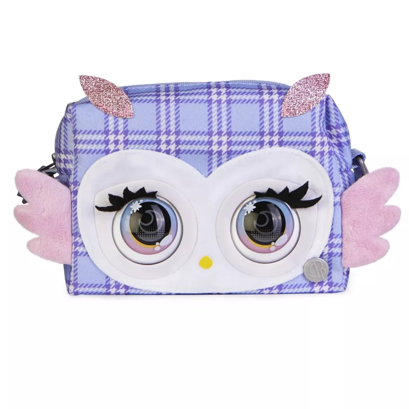 Purse Pets, Print Perfect Hoot Couture Owl, brinquedo interativo e mala de mão com mais de 30 sons e reações, brinquedo para raparigas a partir dos 5 anos