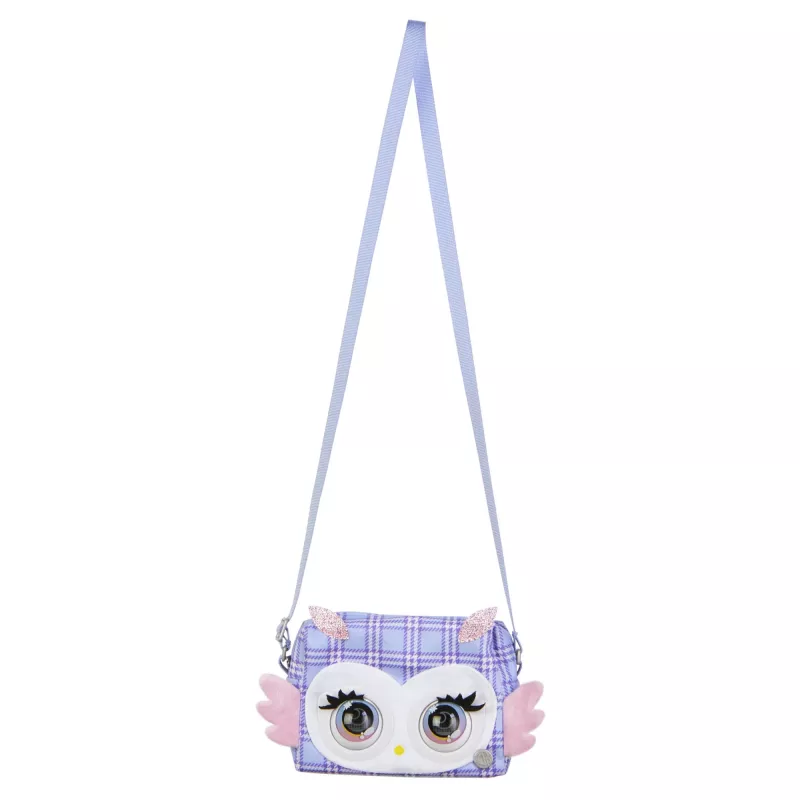 Purse Pets, Print Perfect Hoot Couture Owl, brinquedo interativo e mala de mão com mais de 30 sons e reações, brinquedo para raparigas a partir dos 5 anos