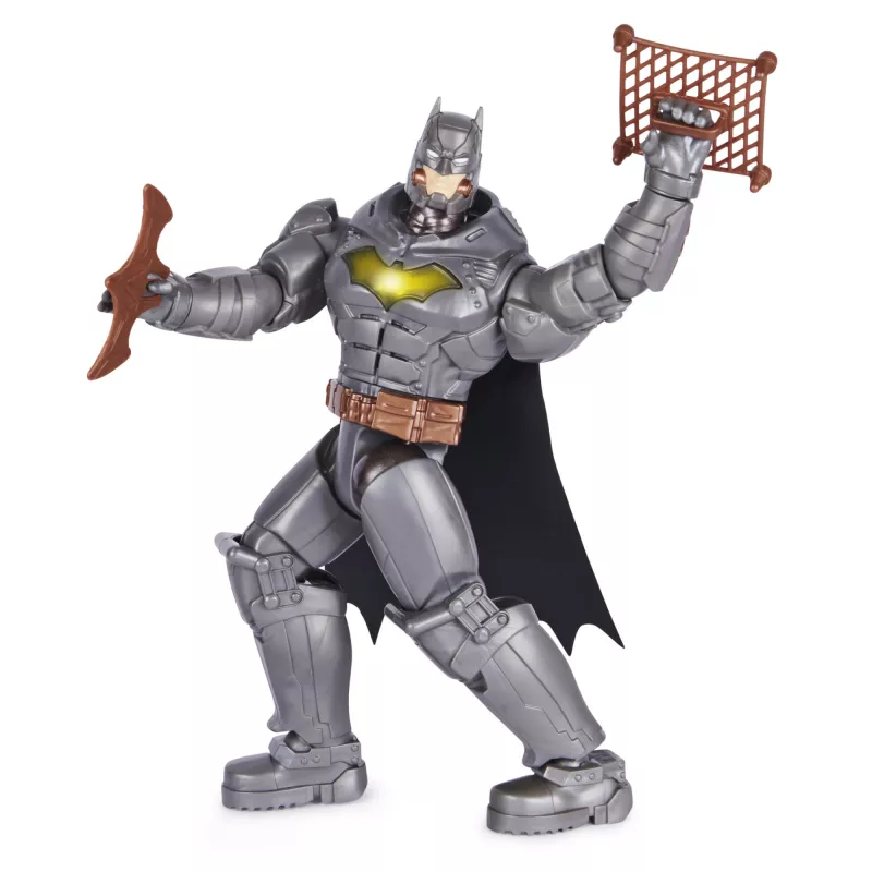 Spin Master Batman 30 cm Deluxe figura de ação com função de soco e lançamento, 5 acessórios, efeitos de luz e som, a partir dos 4 anos