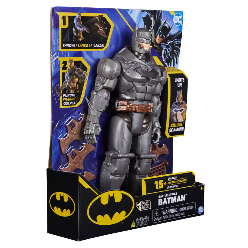 Spin Master Batman 30 cm Deluxe figura de ação com função de soco e lançamento, 5 acessórios, efeitos de luz e som, a partir dos 4 anos