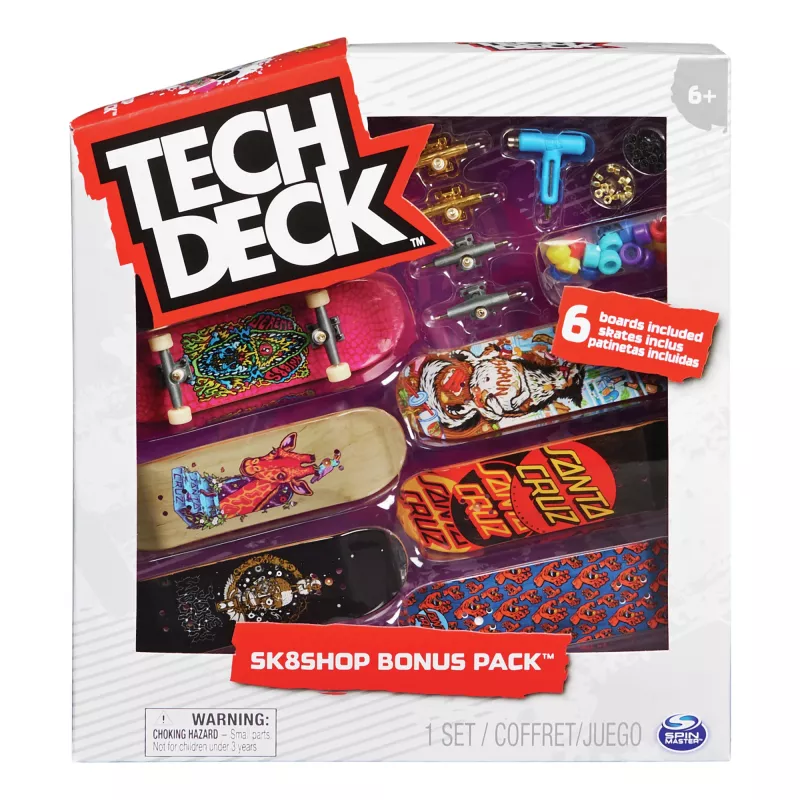Tech Deck, Sk8shop Fingerboard Bonus Pack, mini-skates colecionáveis e personalizáveis (estilos podem variar)