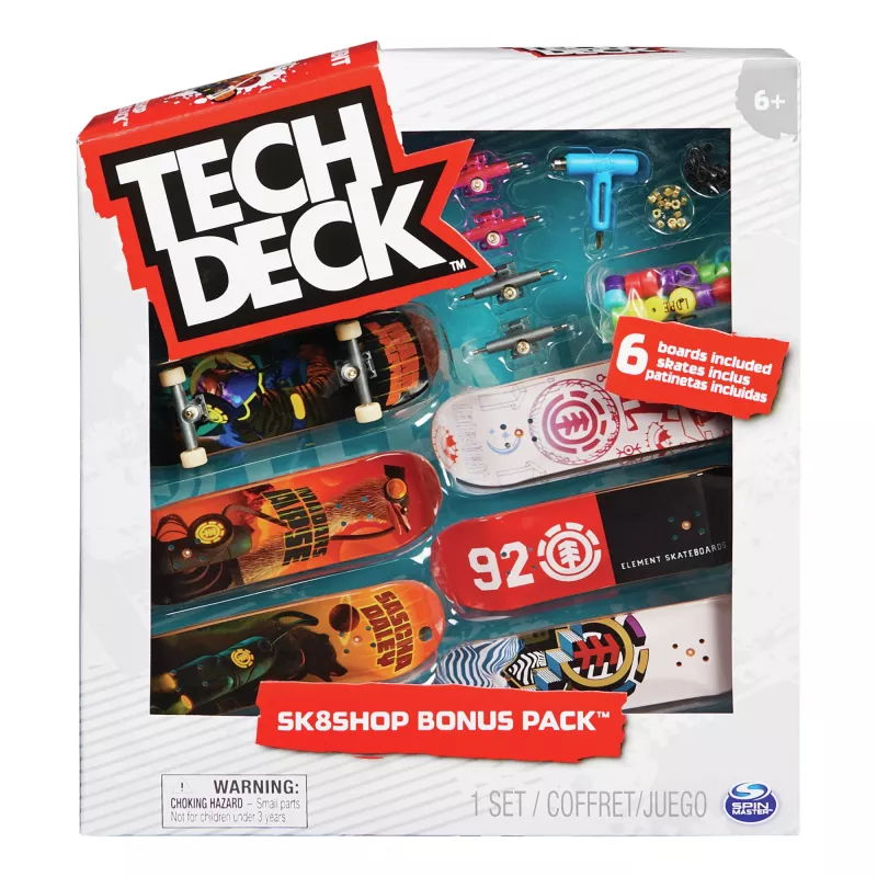 Tech Deck, Sk8shop Fingerboard Bonus Pack, mini-skates colecionáveis e personalizáveis (estilos podem variar)