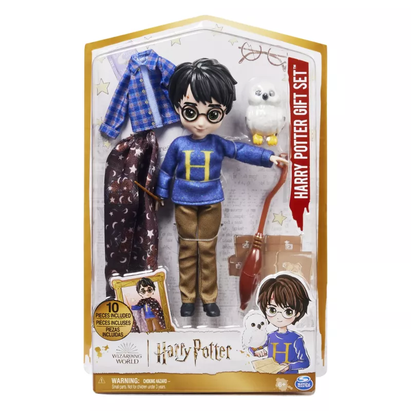Wizarding World Harry Potter, conjunto de presente de boneca Harry Potter de 8 polegadas com capa de camuflagem e 5 acessórios de boneca, brinquedo infantil a partir dos 6 anos