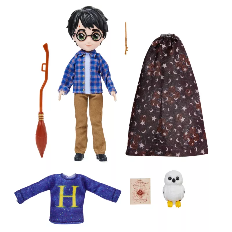 Wizarding World Harry Potter, conjunto de presente de boneca Harry Potter de 8 polegadas com capa de camuflagem e 5 acessórios de boneca, brinquedo infantil a partir dos 6 anos
