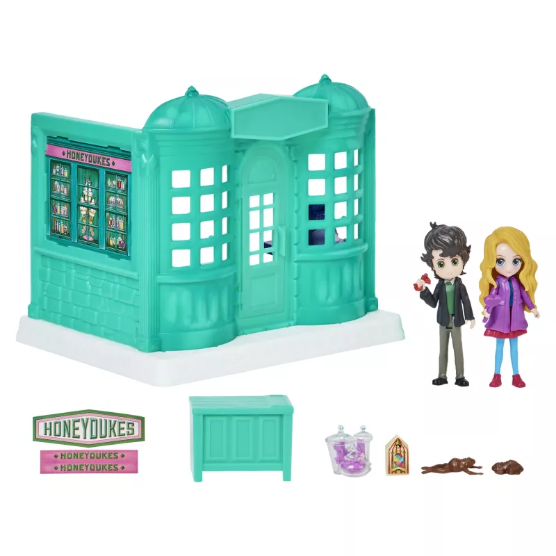 Wizarding World Harry Potter, loja de doces Honeydukes Magical Minis com 2 figuras exclusivas e 5 acessórios, brinquedo infantil a partir dos 6 anos