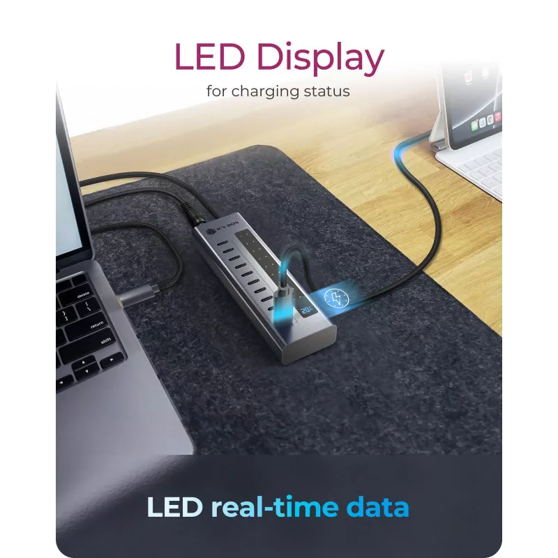 Hub USB icybox IB-HUB1450-C31 — 10 portas, USB 3.2