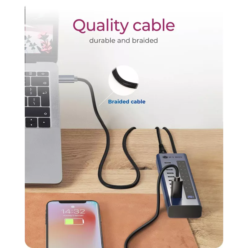 Hub USB icybox IB-HUB1450-C31 — 10 portas, USB 3.2