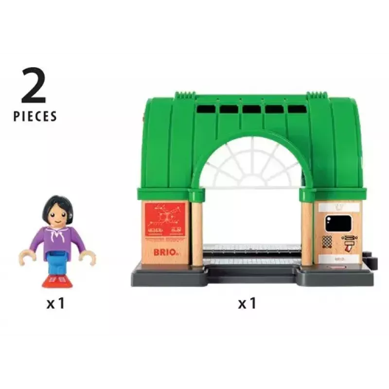 BRIO World 33649 Estação principal com máquina de bilhetes, Verde/Cinzento