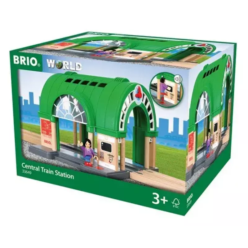 BRIO World 33649 Estação principal com máquina de bilhetes, Verde/Cinzento