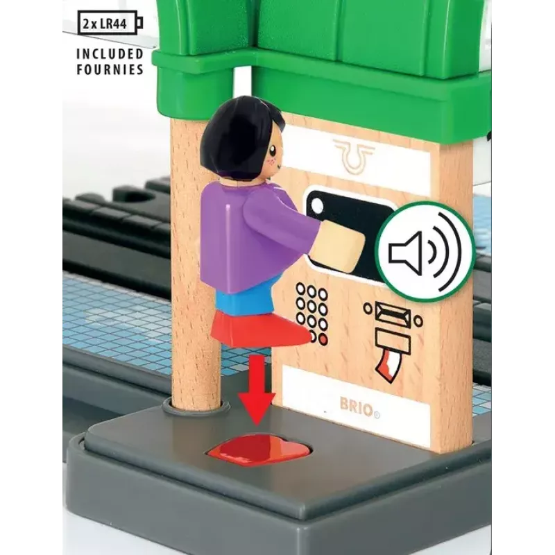BRIO World 33649 Estação principal com máquina de bilhetes, Verde/Cinzento