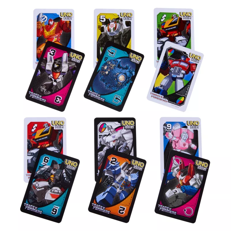 Jogo de cartas UNO Flip Transformers para crianças e noite em família