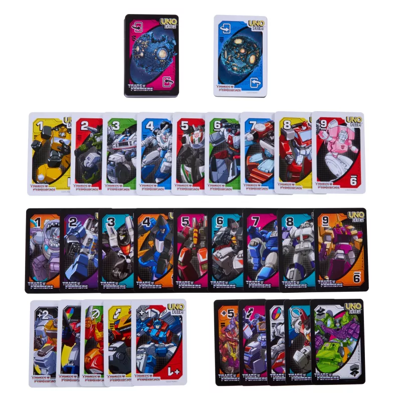 Jogo de cartas UNO Flip Transformers para crianças e noite em família