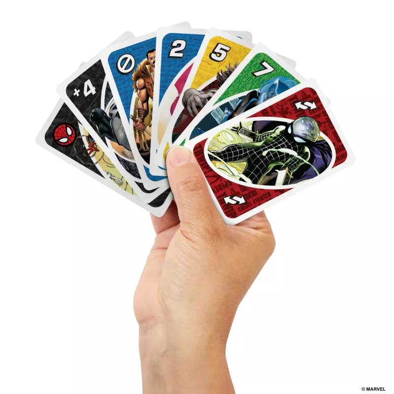 Jogo de cartas UNO The Amazing Spider-Man para crianças, adultos e noite em família inspirado na série de banda desenhada Marvel