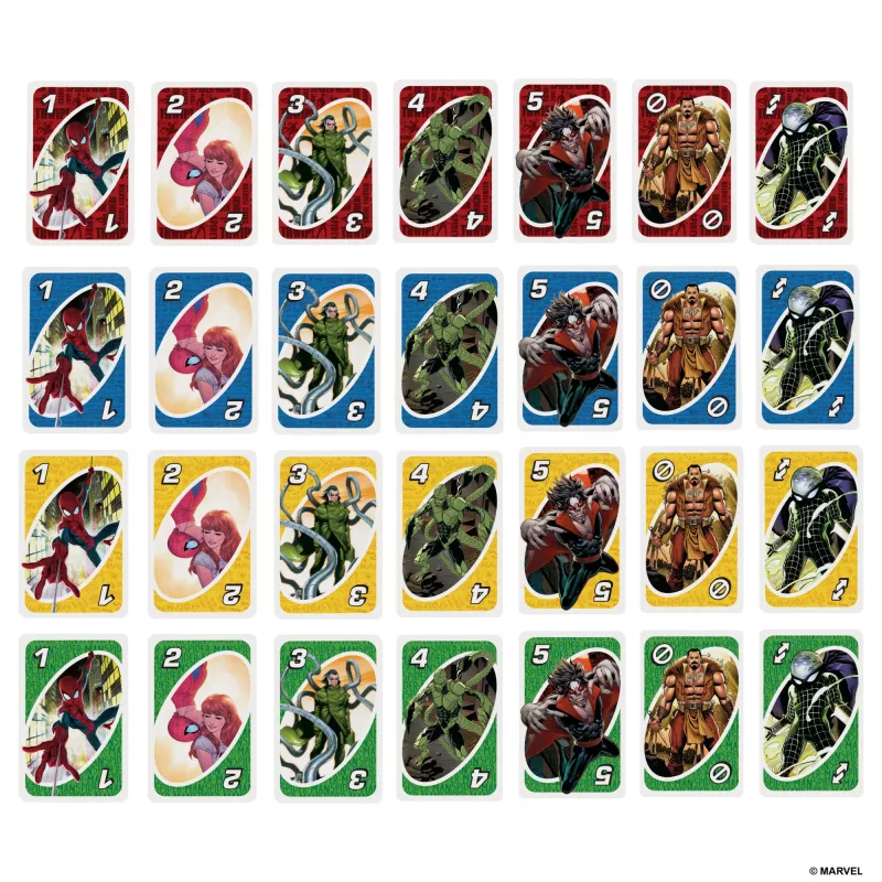 Jogo de cartas UNO The Amazing Spider-Man para crianças, adultos e noite em família inspirado na série de banda desenhada Marvel
