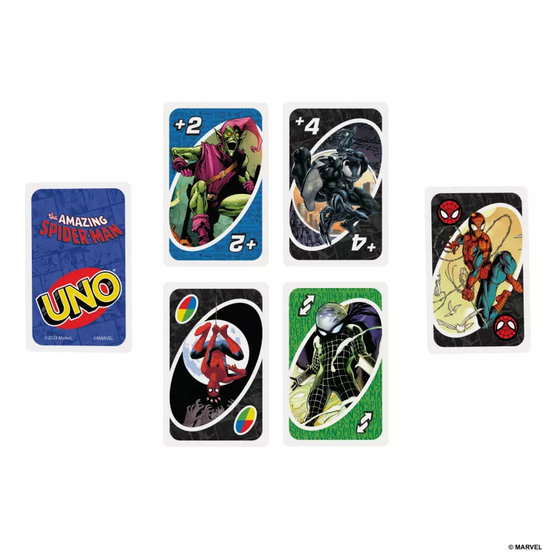 Jogo de cartas UNO The Amazing Spider-Man para crianças, adultos e noite em família inspirado na série de banda desenhada Marvel