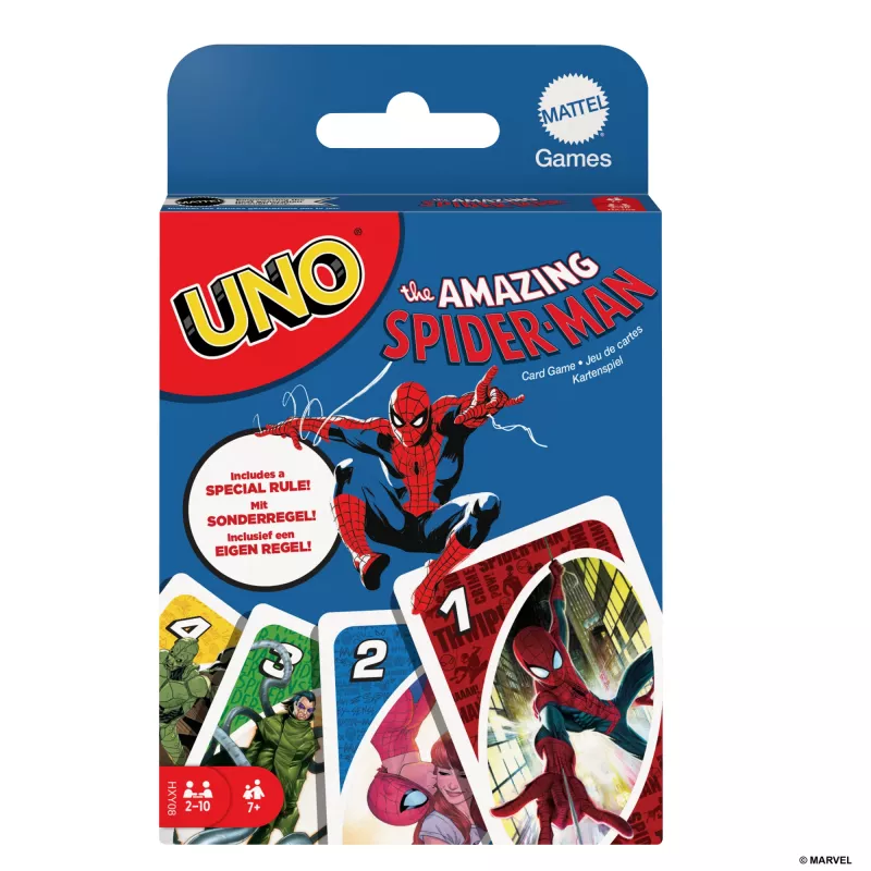 Jogo de cartas UNO The Amazing Spider-Man para crianças, adultos e noite em família inspirado na série de banda desenhada Marvel
