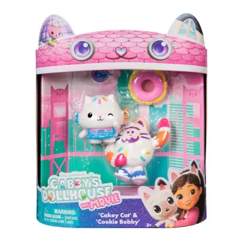 A Casa Mágica da Gabby: O Filme, Cakey Cat & Cookie Bobby, figuras de brincar com 2 acessórios, brinquedo para criança para meninas e meninos a partir dos 3 anos