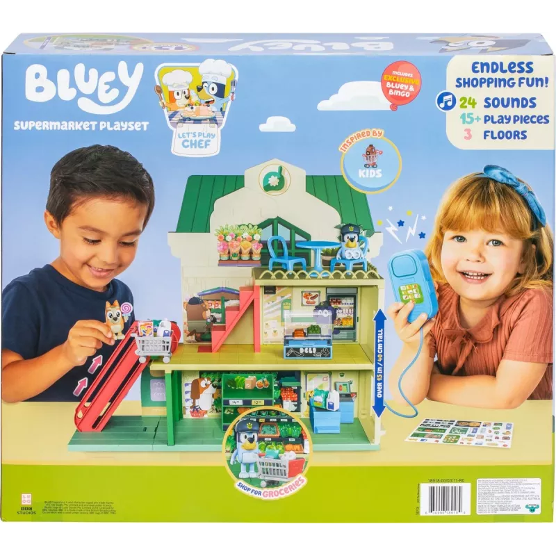 Conjunto de brincar Polesie MS18918 – Conjunto de compras temático Bluey, com som, pilha AAA, a partir dos 3 anos