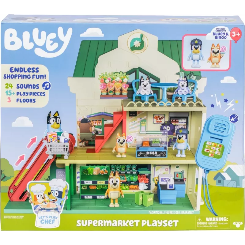 Conjunto de brincar Polesie MS18918 – Conjunto de compras temático Bluey, com som, pilha AAA, a partir dos 3 anos