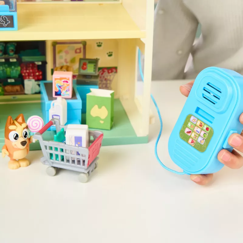 Conjunto de brincar Polesie MS18918 – Conjunto de compras temático Bluey, com som, pilha AAA, a partir dos 3 anos