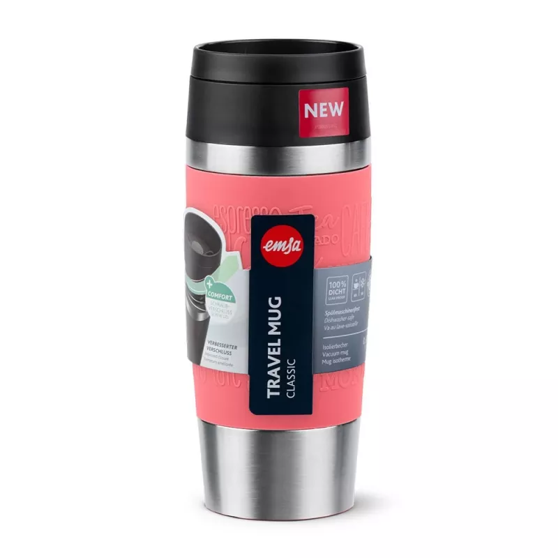 Caneca de viagem EMSA Travel Mug Classic 360 ml coral em aço inoxidável